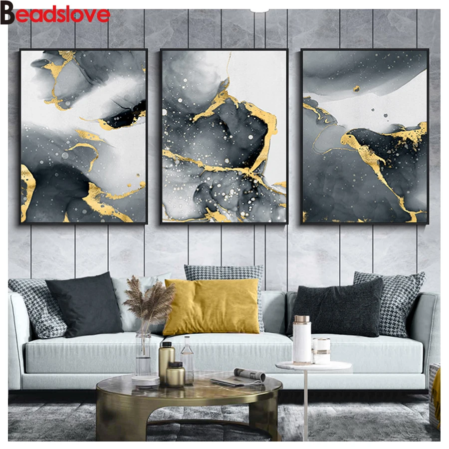 

Modern Abstract diy diamond embroidery 3pcs diamond painting full square round diamond picture of rhinestones art,