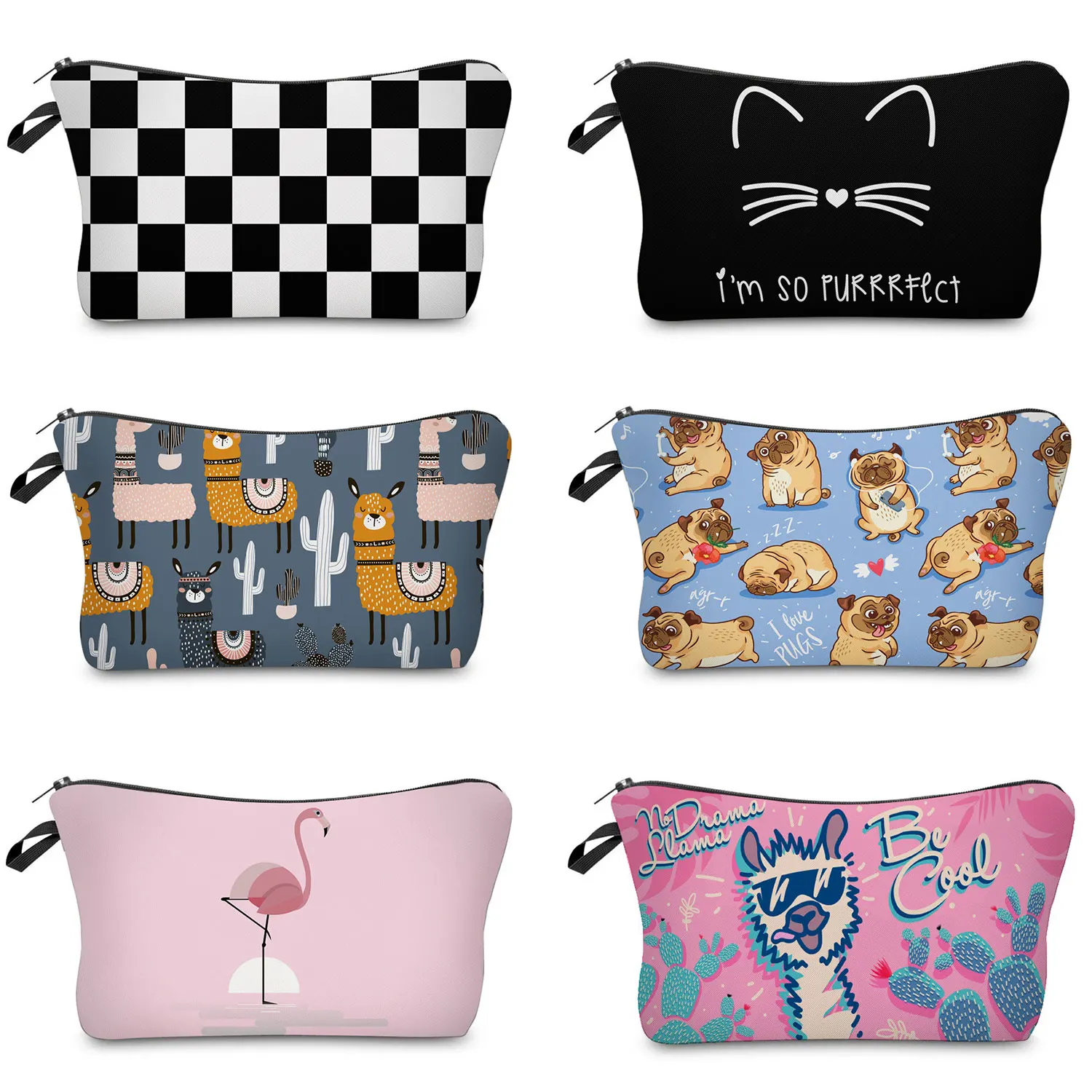 

Lovely Printed Pug Cosmetics Organizer Bag High Quality Women's Makeup Bag Portable Storage Bags for Women Small Toiletry Bag