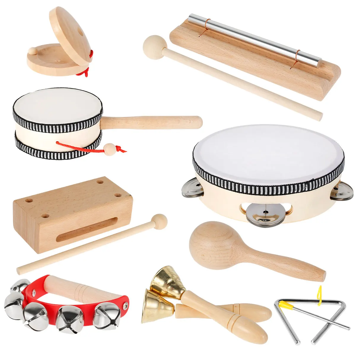 

9pcs Musical Instruments Toy Preschool Educational Wooden Toys Parent-children Interactive Percussion Musical Toys Toddler Gift