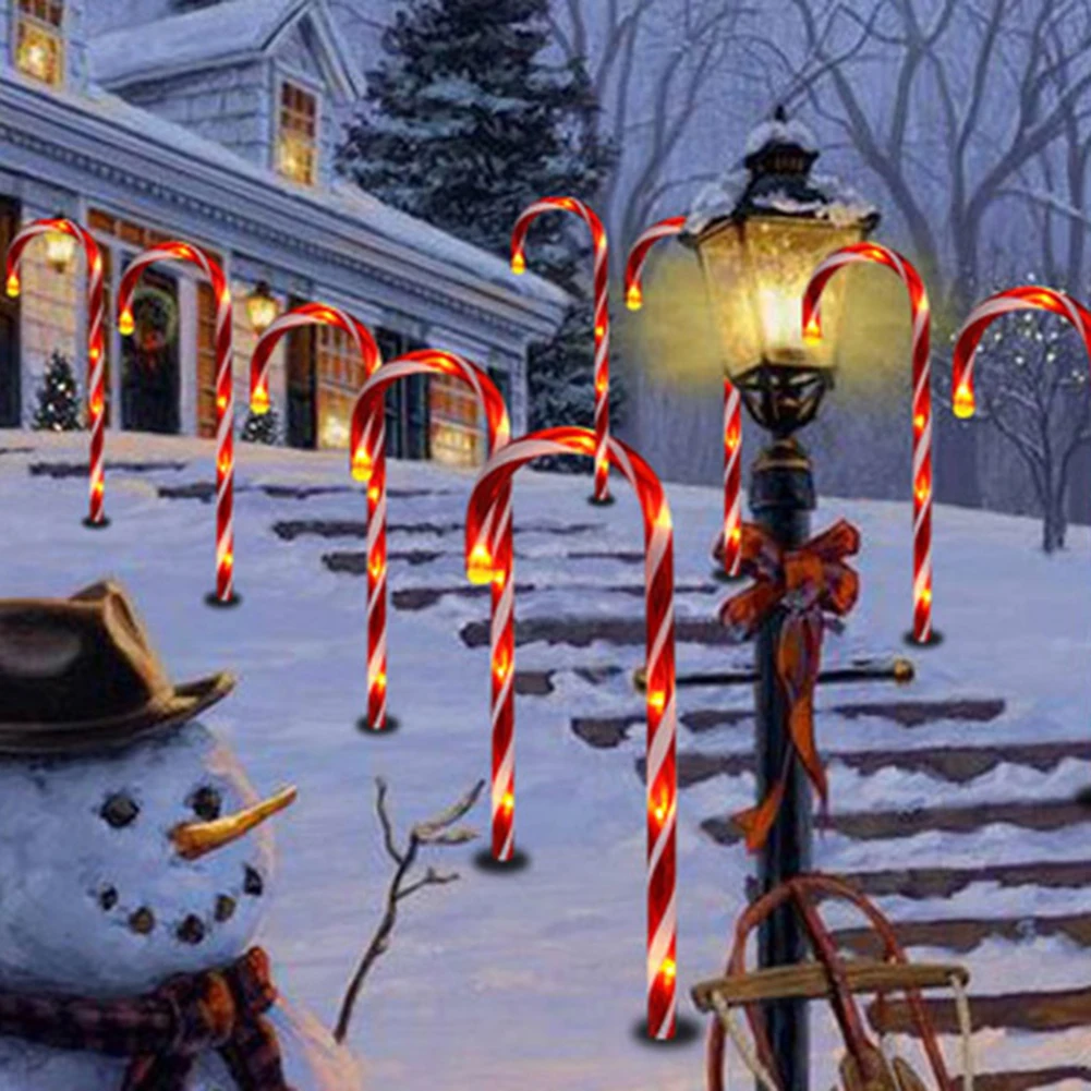 

Christmas Crutch Solar Light Outdoor Garden Ground Lamp Festival Courtyard Xmas Decoration Lawn Lantern LED Light String