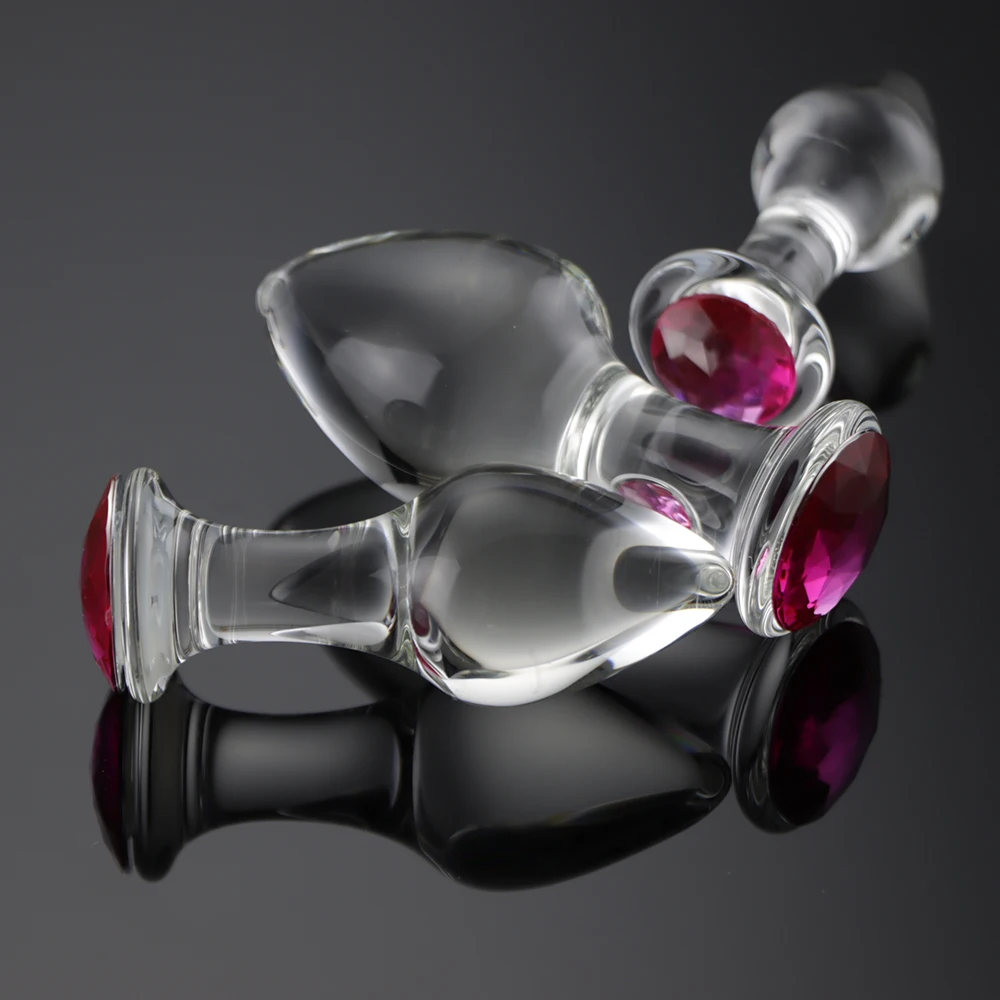 Прозрачная стеклянная Анальная пробка 3 шт./компл. драгоценный шар гладкий