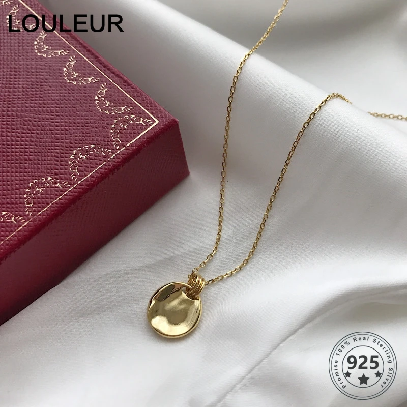 Louleur 925 пробы серебряное круглое ожерелье с подвеской высокое качество необычное золото 925 ожерелье для женщин хорошее ювелирное изделие подарок на день рождения