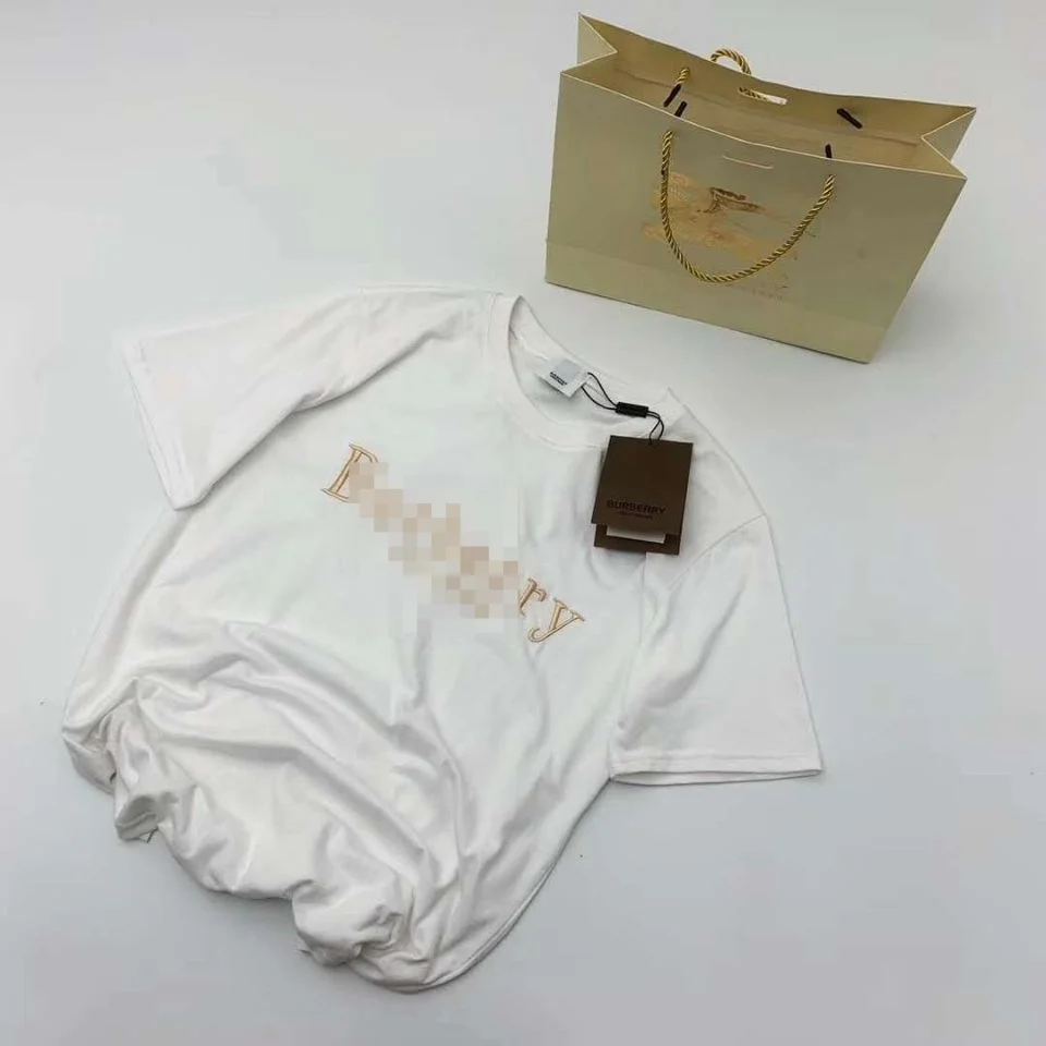 

2021 Summer New Women T shirt Classic B Embroidered Gold Round Neck 100% Cotton T-shirt Casual Large Size Unisex Men T-shirt