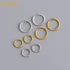 Женские серьги-кольца из 100% стерлингового серебра 925 пробы с геометрическим узором и круговым кольцом, минимализм, 18 К позолоченные серьги, ювелирные украшения