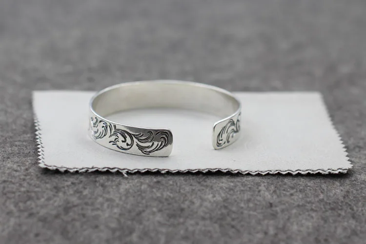 Открытый браслет из стерлингового серебра 925 пробы персонализированный ретро в