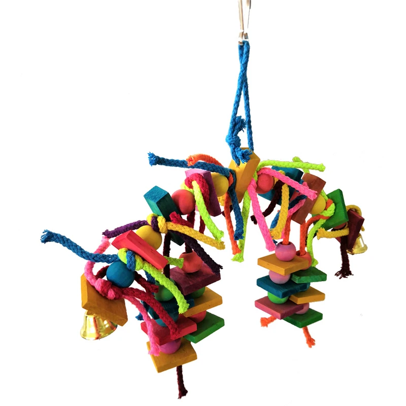 

Large Parrot Pet Bird Toys Perch Budgie Cockatiel Chew Hanging Swing Cage Wooden