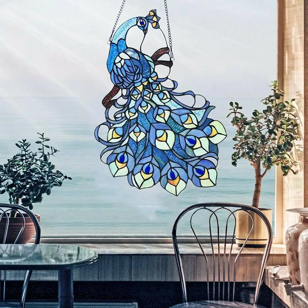 

Creative Peacock Wind Chime Crafts Acrylic Hanging For Home Vintage Decoration Gift Ornaments J5T6