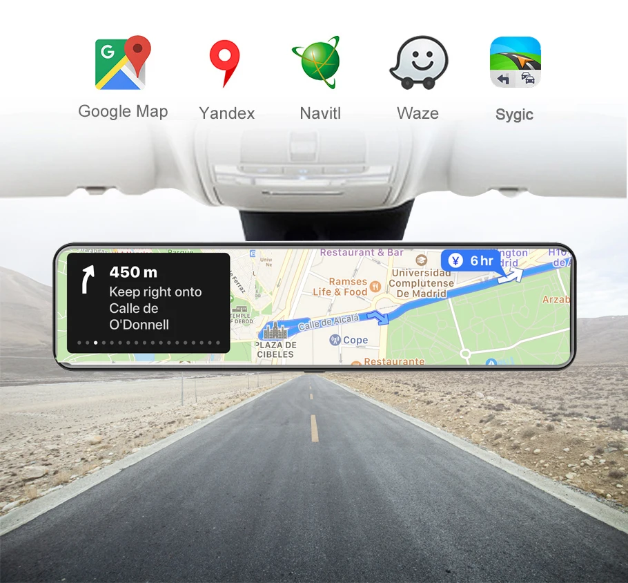 Автомобильное зеркало заднего вида 12 дюймов Android 8 1 4 Гб + 32 ГБ 4G GPS навигация