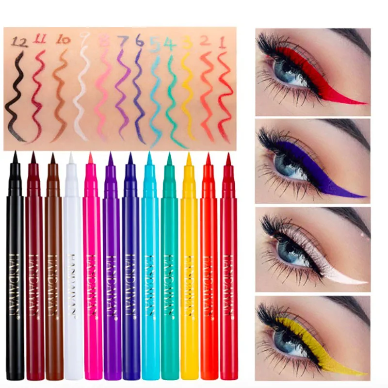 

Colored Renkli Eyeliner Blanc Lápis De Olho Plantilla Delineador Ojos Eye Liner Pencil Pens Colorido Kit Caneta Delineadora Yeux