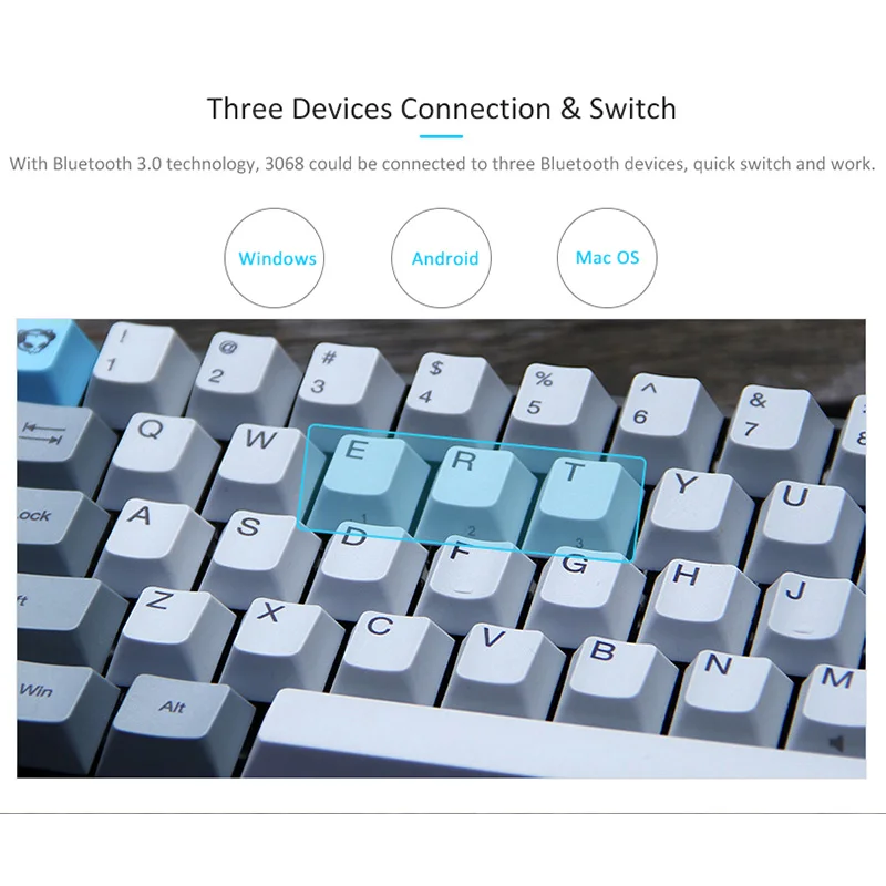 Беспроводная механическая клавиатура AKKO 3068 Bluetooth 3 0 Type-C проводная в стиле ретро 68