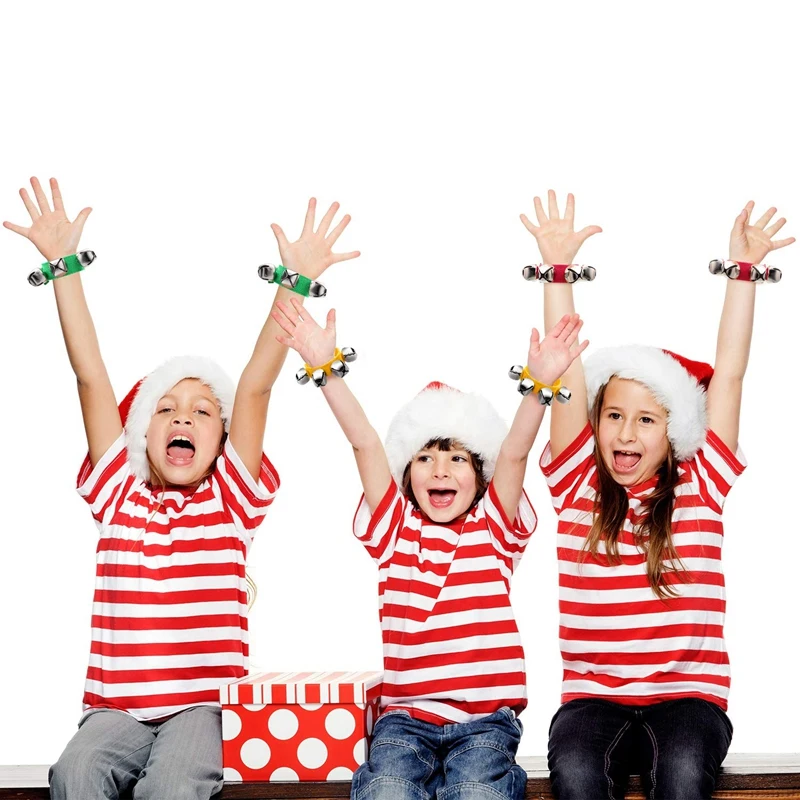 

Band Wrist Bells Bracelets Jingle Musical Ankle Bells Rhythm Instrument Percussion Party Favors for Christmas School Children (2
