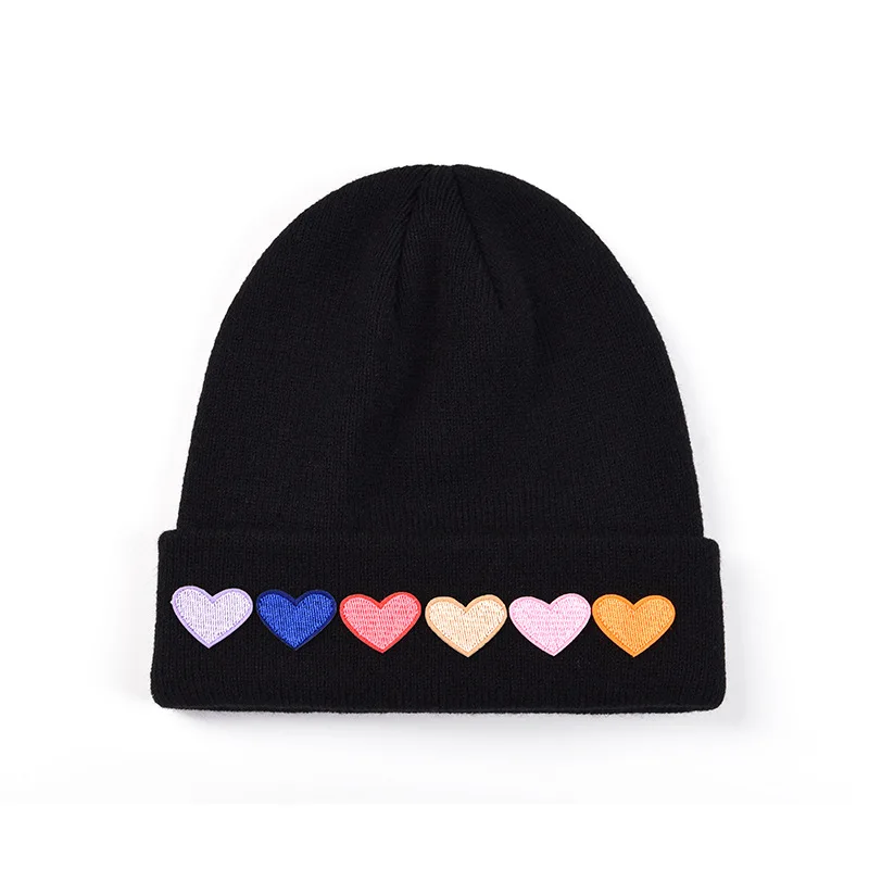 

2020 New Embroidery heart beanies for Children winter hat for boys girls 2-8 years kids Warm skullies fall hats Unisex bonnets