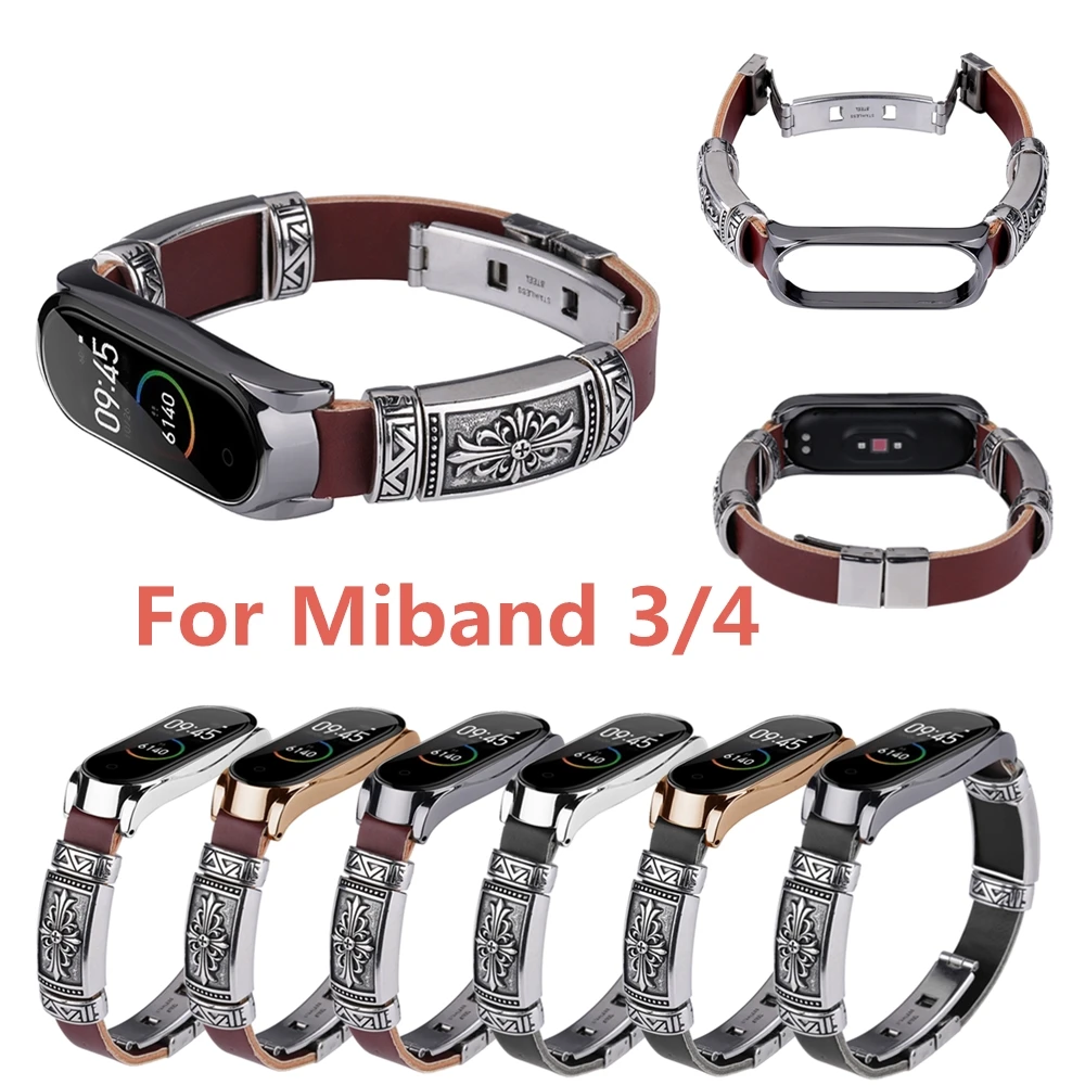 Для Xiaomi mi Band 4 сменный ремешок с пряжкой металлический корпус ретро двойная