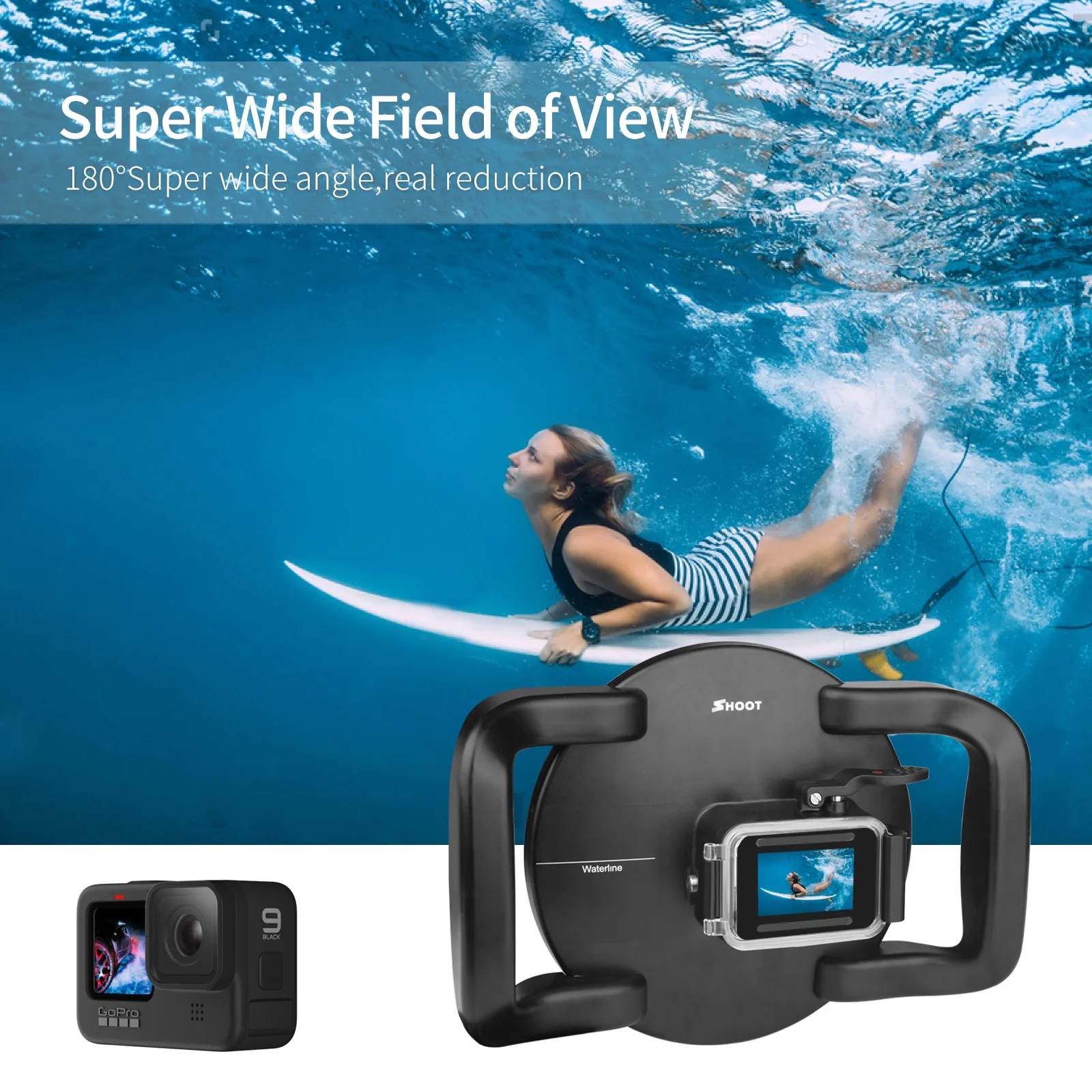 

Gopro Hero 9 Diving Mask Fisheye Lens Cover Hero9 Spherical Waterproof Water Divider Sports Camera Diving Accessories