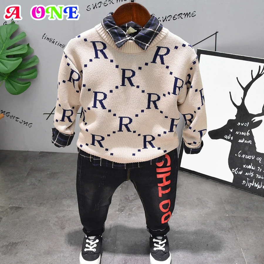 Свитер для маленьких мальчиков сезон весна осень модный красивый хлопковый