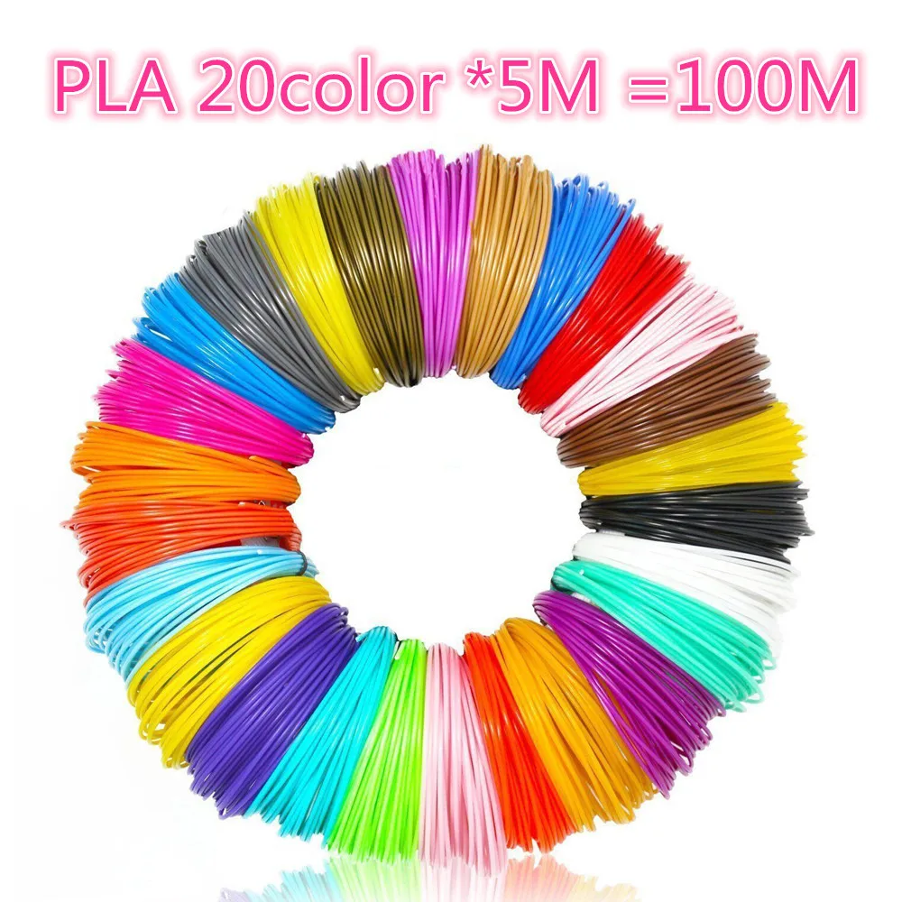 

Colorful Filament 3D Printer Pen Filament PLA/ABS 1.75mm 100m in 20 colors Multi-Color Totally for Most 3D Printer and 3D Pen