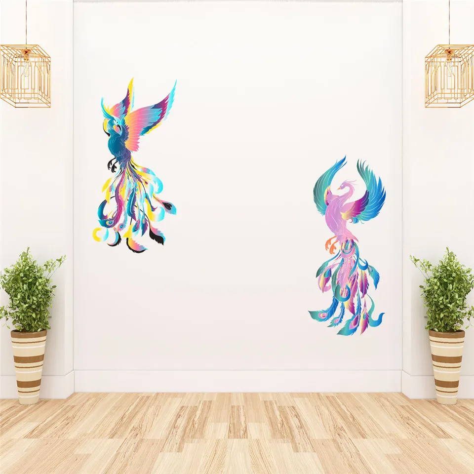 Colored Phoenix Furniture Decorative Sticker PVC Self-adhesive Wallpaper on the Wall Bedroom Wedding Room Decor Decals Removabl | Дом и сад