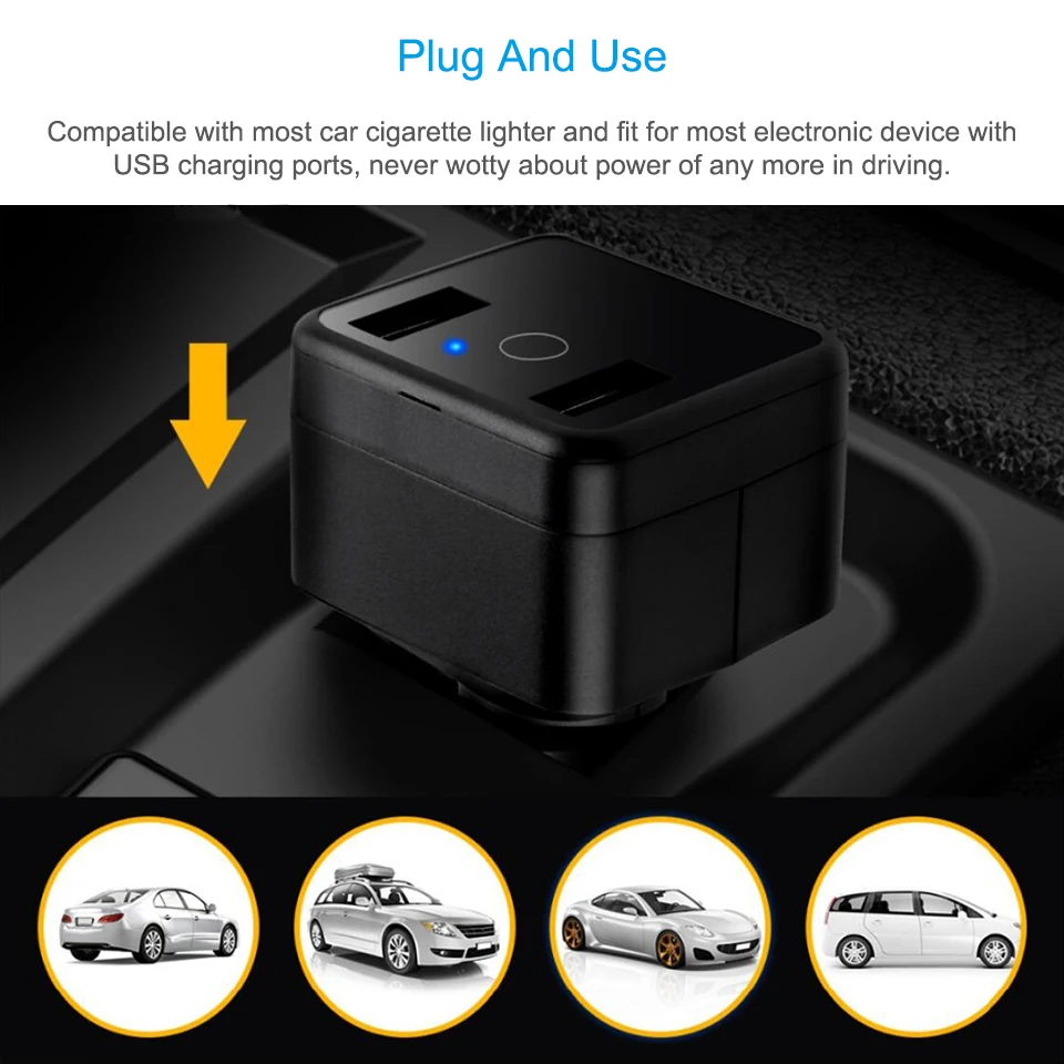 Concox уникальный HVT001 автомобильное зарядное устройство gps трекер с двумя USB зарядным портом мини-трекер для транспортного средства со скрытой кнопкой SOS прослушивание ACC