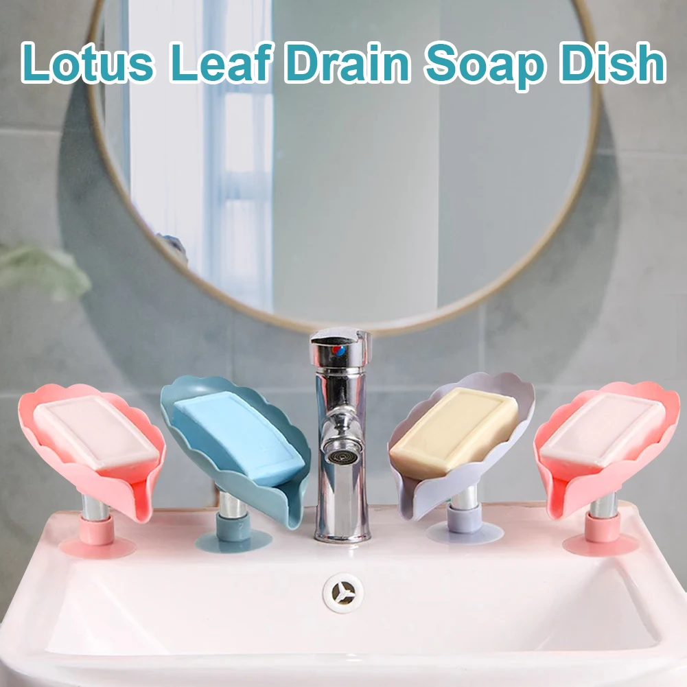 

Bar Soap Holder Leaf Shape Self Draining Soap Box with Suction Cup Sponge Storage Tray for Bathroom Kitchen Balcony Accessories