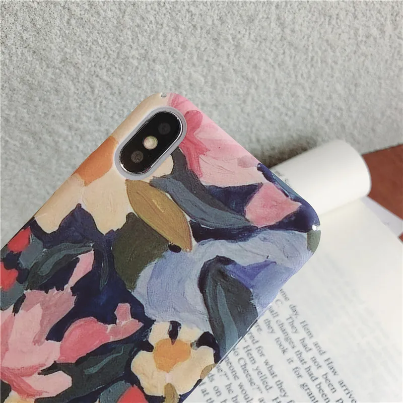 Lovebay Ретро окрашенный лист матовый чехол для iPhone X 7 6 6S 8 Plus XR XS Max картина цветок