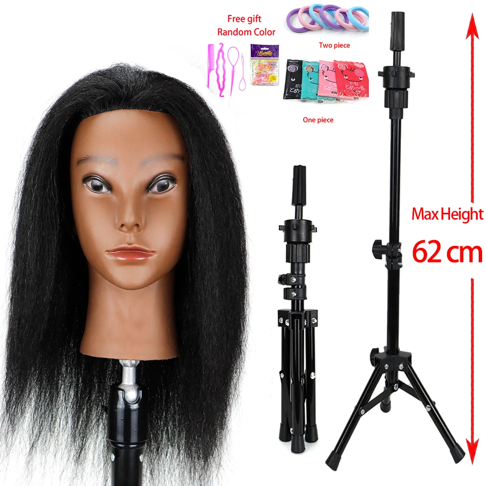 100% afro human hair mannequin head with Desktop tripod for Hairdressers Hairstyles  design Goods Maniquin training Doll head