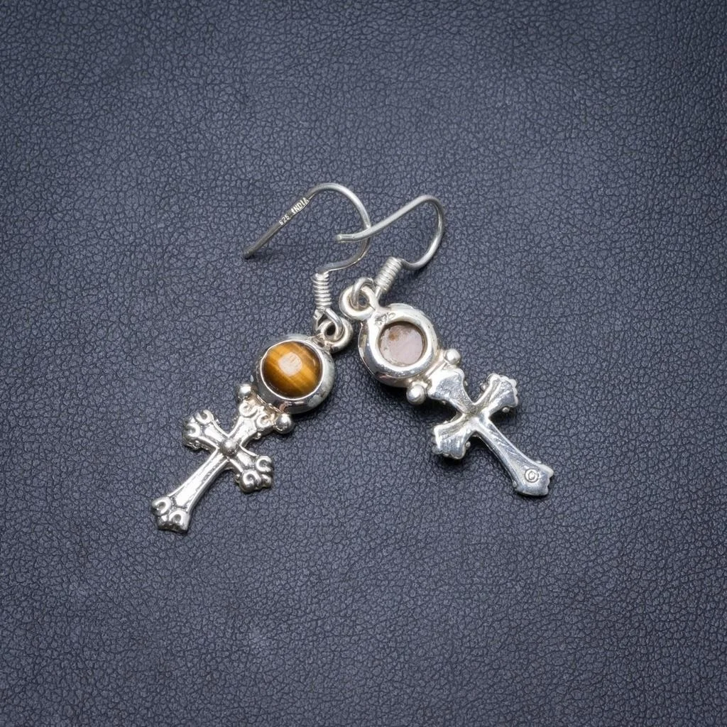 

Уникальные серьги ручной работы из 925 пробы серебра с натуральным тигровым глазом 1 3/4 дюйма Y2320