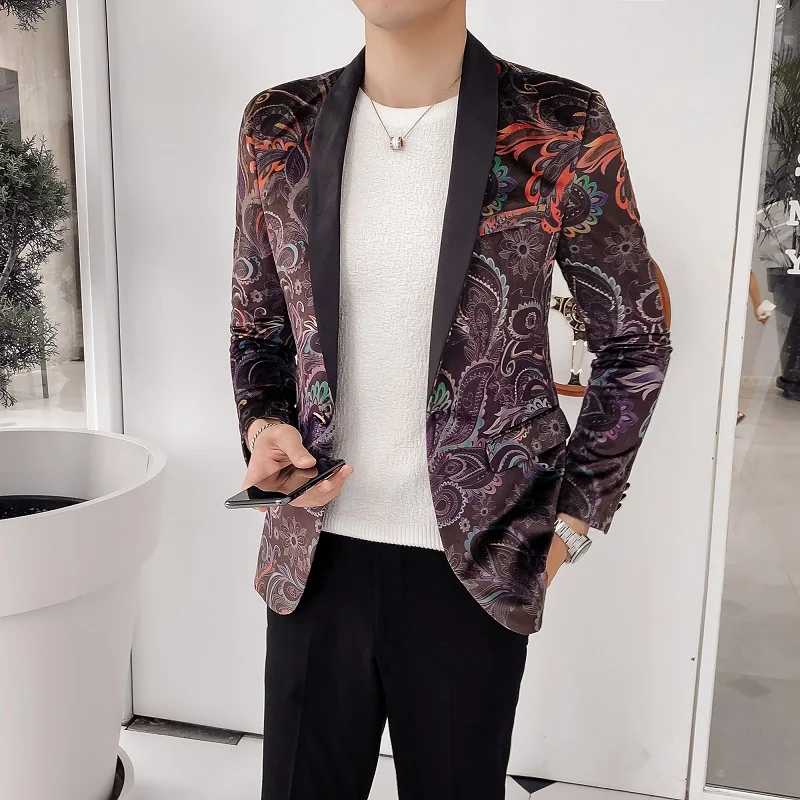 Блейзер в британском стиле с принтом деловая мужская повседневная Модная