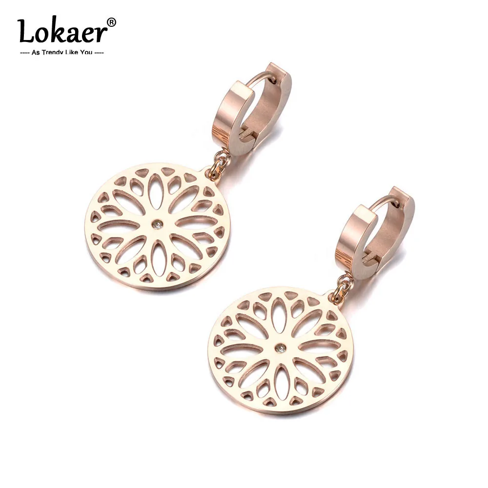 Серьги кольца Lokaer из нержавеющей стали с фианитами женские ажурные ювелирные