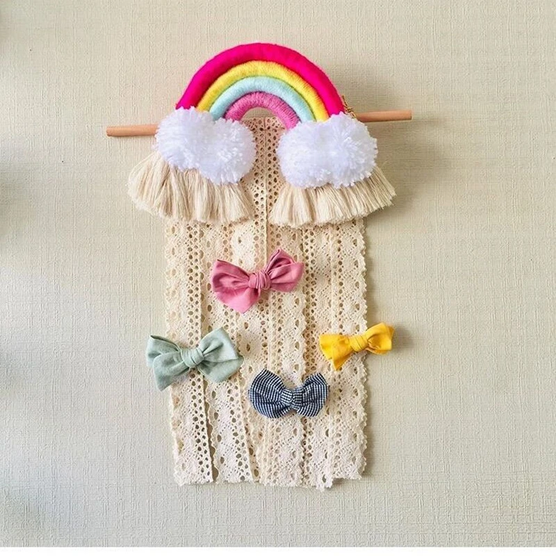 Плетеная Радужная настенная заколка органайзер для волос аксессуары держатели