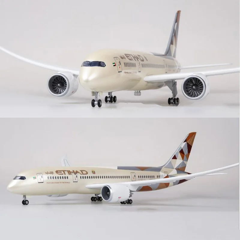 

1/130 Scale 43cm Airlines Boeing B787 Dreamliner Aircraft ETIHAD Airplane Model W Light and Wheels Diecast Plastic Resin Plane