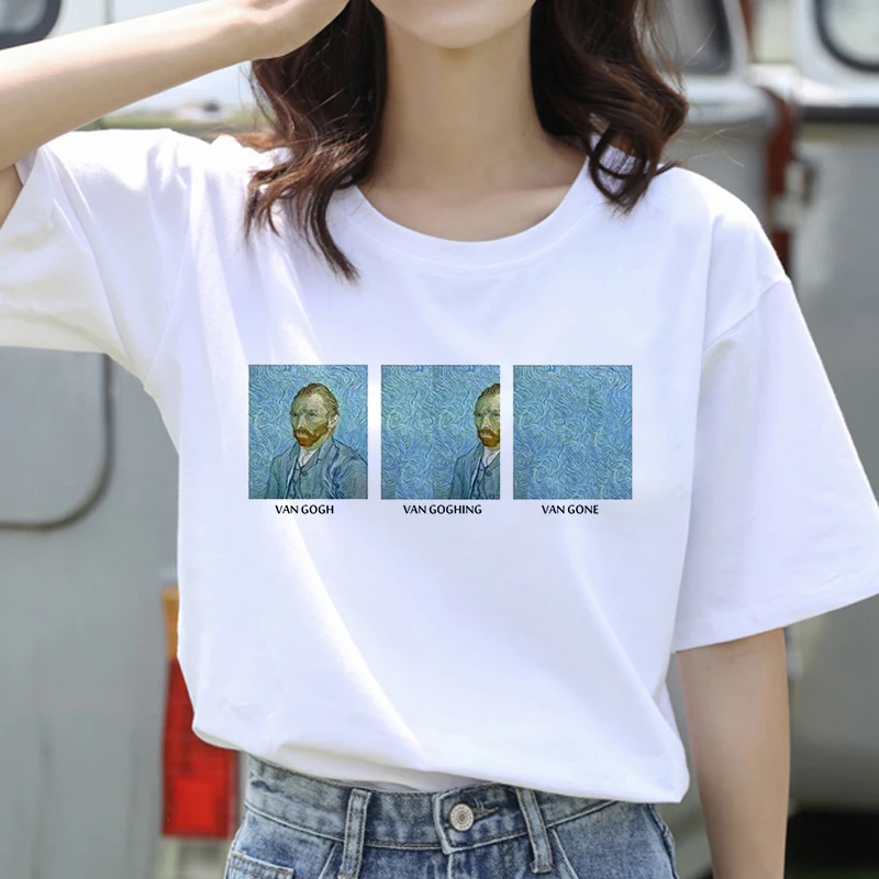 

Van Gogh T Shirt Women New Fashion Art Graphic Tshirt Ulzzang Aesthetic Female Clothes Casual Grunge Aesthetic T-shirt Top Tee