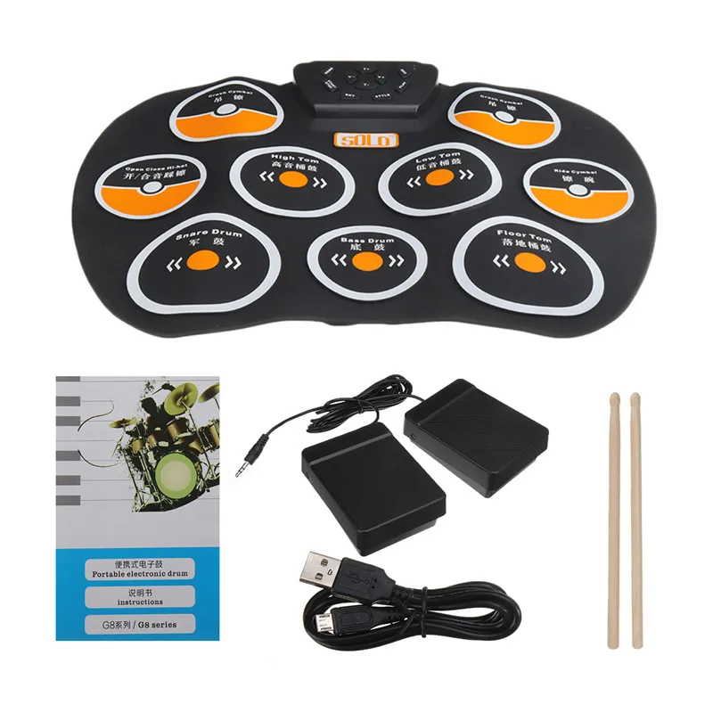 

SOLO Desktop Drum Portable Silicone Hand Roll Electronic Drum Musical Gifts Beginners Practice Rhythm with Recording Percussion