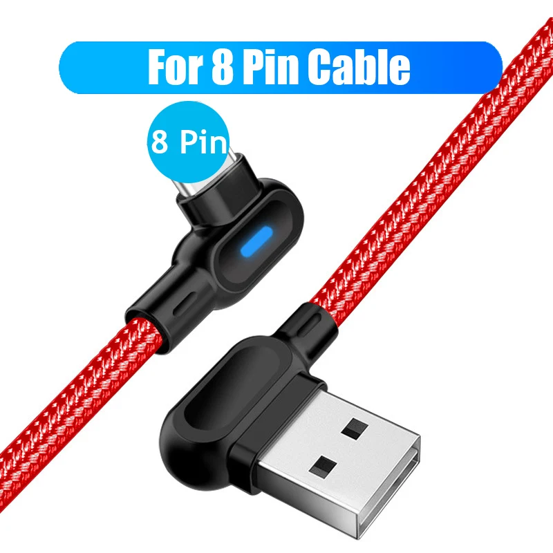 0,25/1/2 M 90 градусов Тип usb C кабель для передачи данных Micro USB Зарядное устройство для iPhone х XR XS MAX 6, 6 S, 7, 8plus, светодиодный кабель для мобильного телефона