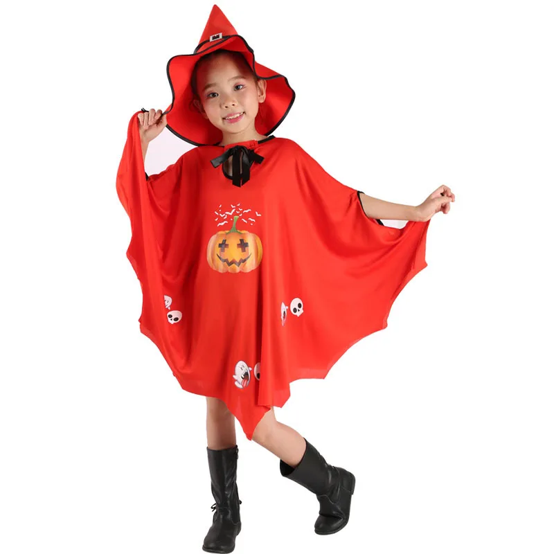 

Witch Pumpkin Costumes Scary Costume Clothes Cloak Children Horror Halloween Costumes For Kids Robe Hat Masquerade Carnival
