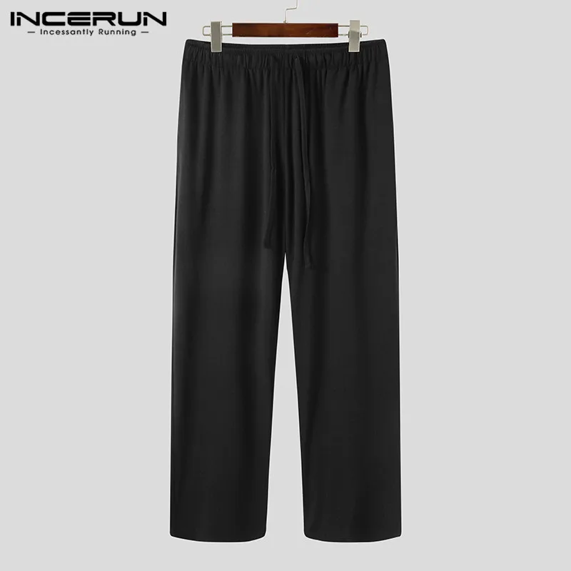

Man Comfortable Loose Homewear Lounge Trousers INCERUN Men Casual Sleep Bottoms Drawstring Solid Color Pajama Pants Spring S-5XL
