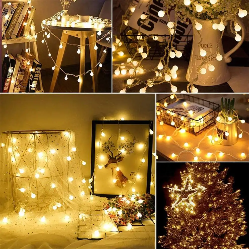 

USB/Battery Power LED Ball Garland Lights Fairy String Waterproof Outdoor Lamp Christmas Holiday Wedding Party Lights Decoratio