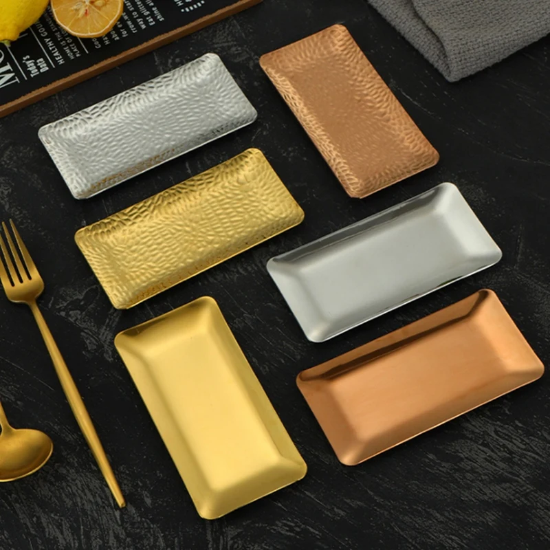 

3PCS Thick Towel Dish Rectangular Napkin Dish Hotel Coffee Dish Snack Dish Wet Wipe Dish Stainless Steel