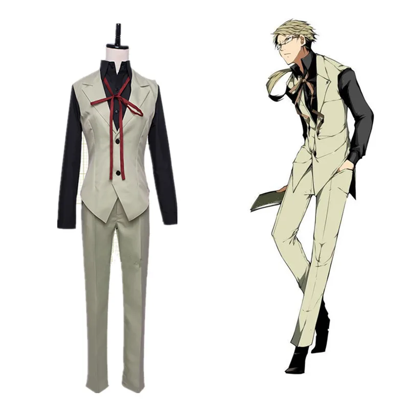 

Bungo бродячие псы Косплей Kunikida Doppo Cosplay Полный комплект униформы костюм японское аниме Хэллоуин карнавал для взрослых полный комплект