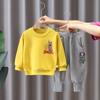 2021 spring clothes suit baby boys girls cartoon dog t shirt pants 2pcsset children clothing kids infant sportswear 0 5 years