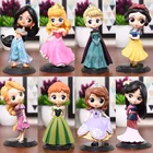Disney Q Posket Принцесса Белоснежка Эльза Анна Рапунцель Жасмин Золушка София Мулан ПВХ фигурки модели игрушки торт Декор куклы подарок