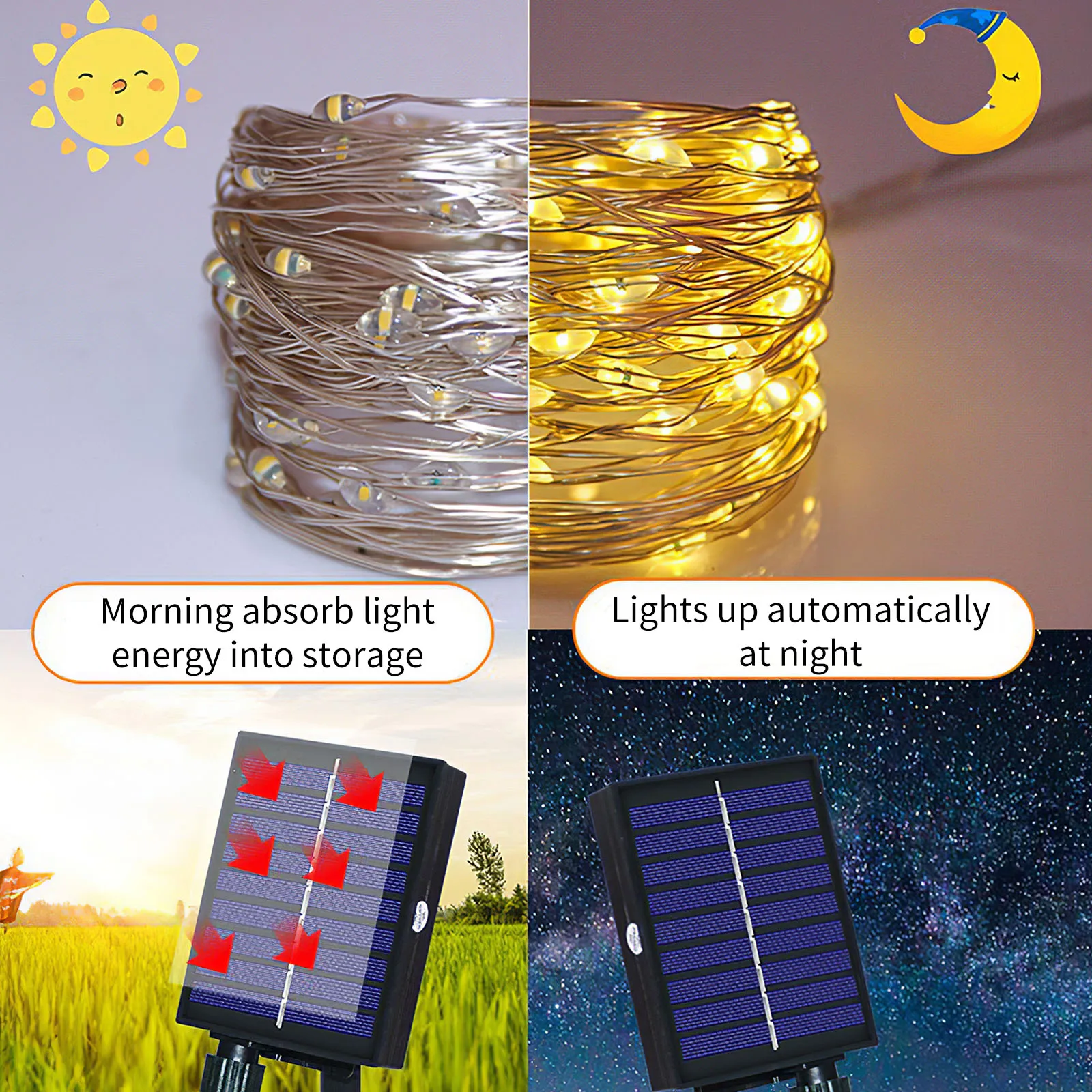 

8 Modes Solar String Light Waterproof Decorative Fairy String Lamp With Remote Controller 100/200 LED Decorative String Lamp