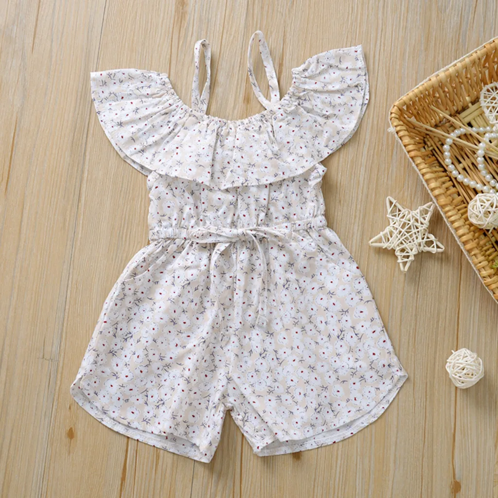 Одежда для маленьких девочек комбинезон на бретельках с открытыми плечами