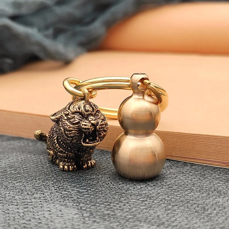 Латунные брелоки сделай сам в стиле ретро для мужчин и женщин милые фигурки тигра