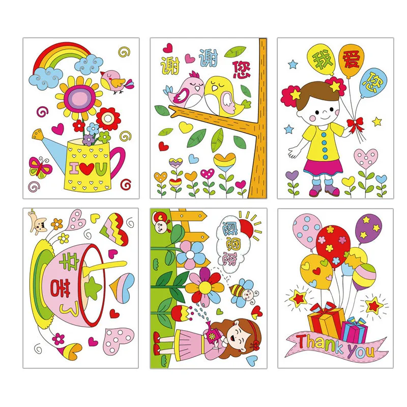 

Mother's Day DIY Manual Coloring Greeting Card Craft Toys Creative Homemade Mother's Day Blessing Card Kits Education for Kids