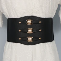 elastic wide corset belt for women royal palace gold buckle stretch cummerbunds big ceinture femme dress riem ladies dress waist