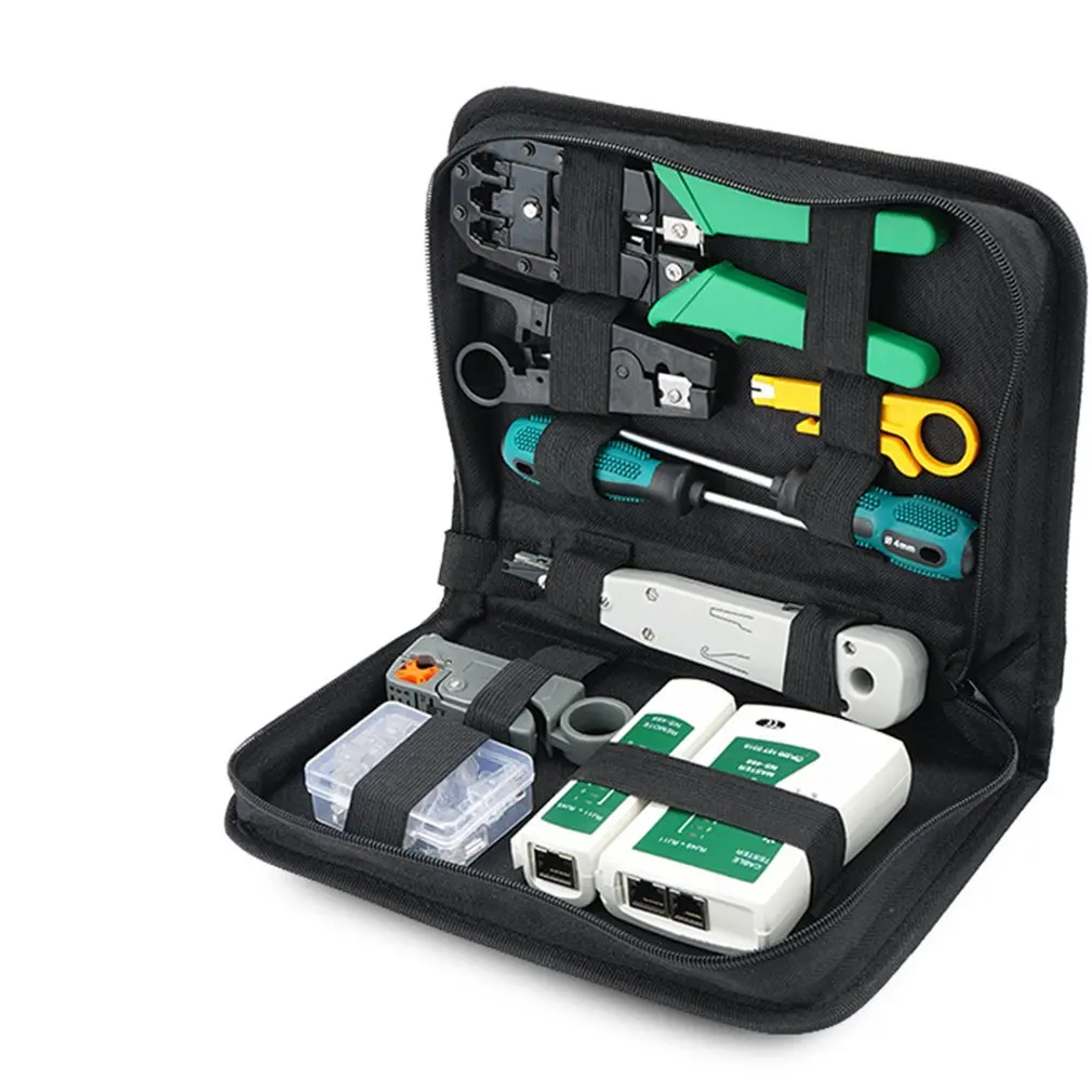 Computer Network Repair Tool Kit LAN Cable Tester Wire Cutter Screwdriver Pliers Crimping Maintenance Set Bag | Компьютеры и офис