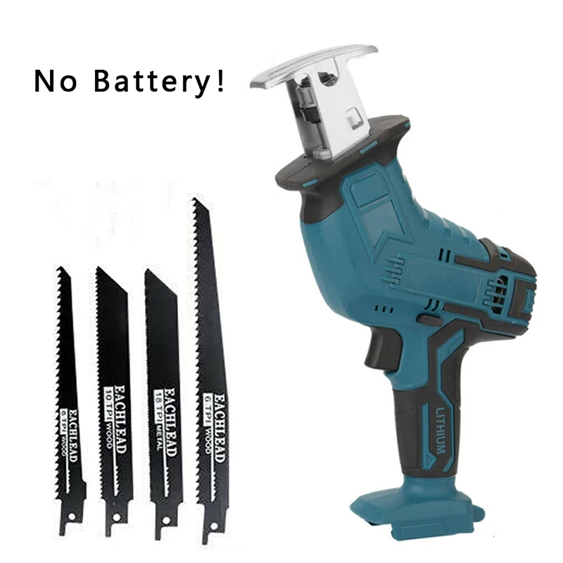 

Rechargeable Electric Chain Saw Mini Cordless Reciprocating Saw with 4 Blades Woodworking Pruning Garden Power Tool