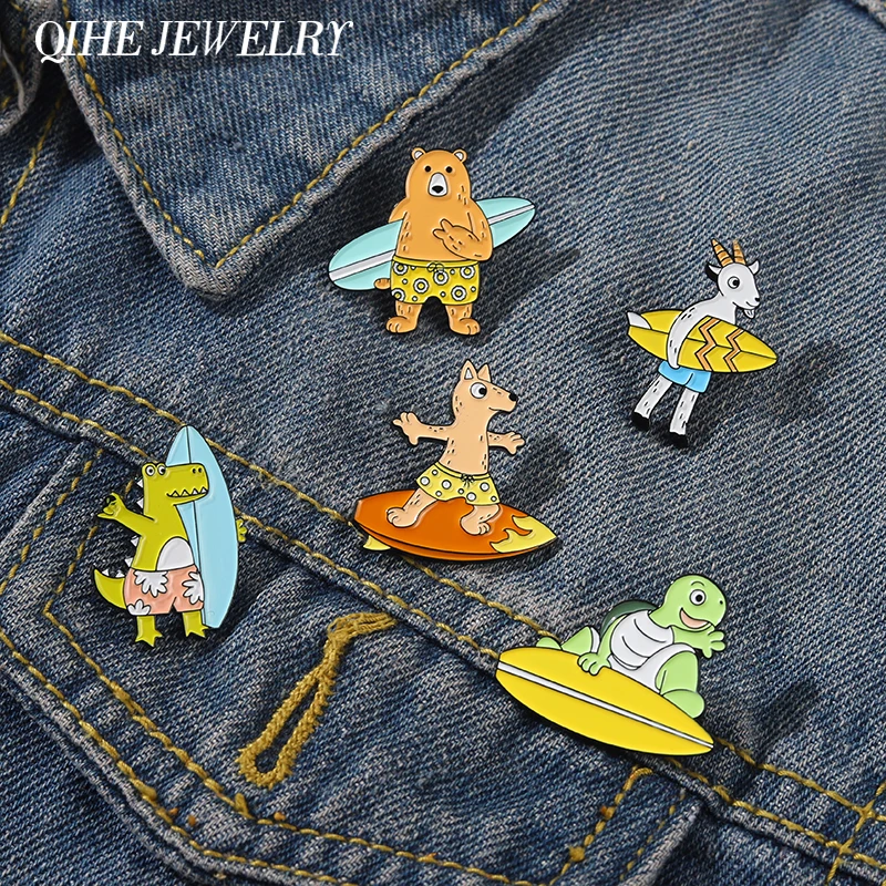 

Animal Enamel Pin Tortoise Bear Goat Dog Metal Badge Brooch Lapel Clothes Sweater Backpack Jewelry Women Kids Gifts for Friends