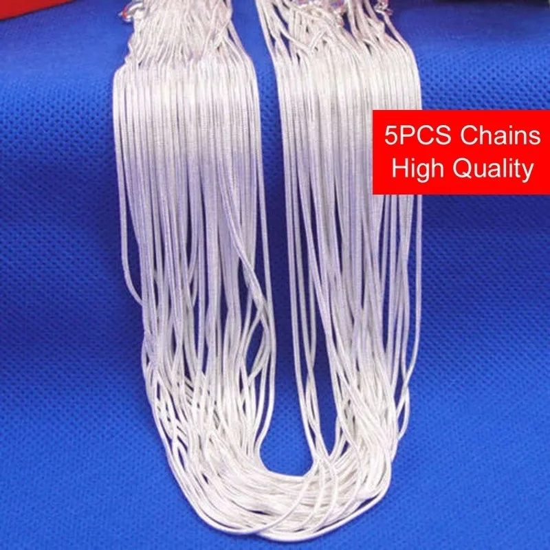 

5pcs Fashion Snake Chain Necklace for Women Men Long Chain 925 Sterling Silver Necklace Jewelry Choker Party Gifts Width