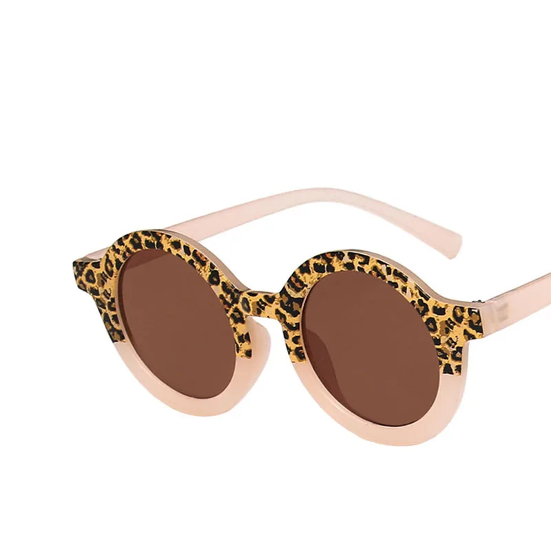 

Retro Cartoon Bear Shape Round Sunglasses Kids Cute Leopard Double Color Glasses Lunette Oculos De Sol UV400 Protection Eyewear